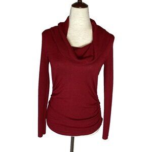 Hooked Up By IOT Red Sweater Cowl Neck Long Sleeve Pullover Ribbed Juniors Sz L